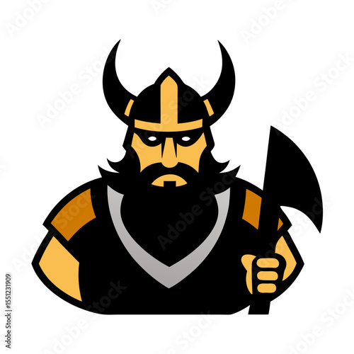 viking warrior with axe mascot logo icon on white .svg