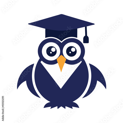 wise owl with graduation cap mascot logo icon on w.svg