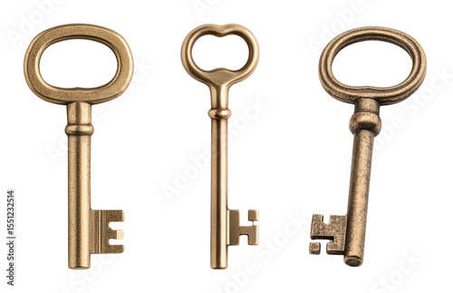 Vintage decorative keys on a black background