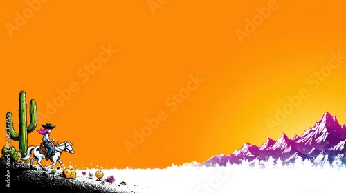 Cowgirl Riding Horse Across Desert at Sunset