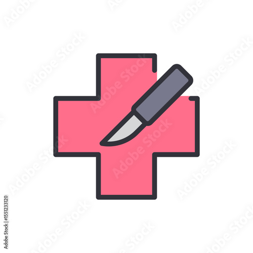 Surgical Intervention Symbol Illustrating Medical Treatment With Scalpel