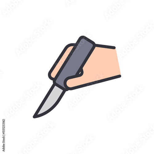 Illustration Of A Hand Holding A Shiny Knife In A Threatening Manner