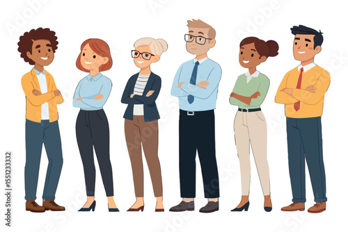 Team of Professionals: A diverse group of professionals stands confidently together, showcasing unity, teamwork, and the strength of collaboration.