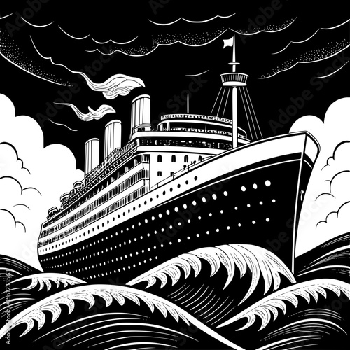 vector illustration of a ship
