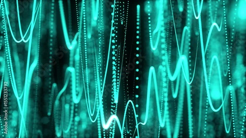 Digital hi tech motion graphic background, with smooth lines network connection intro 4k animation on dark background.