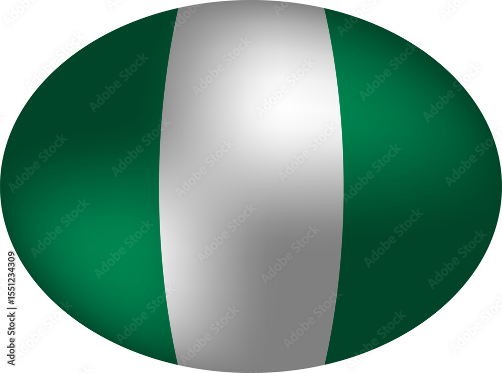 Nigeria Flag - Oval, Sphere & Egg-Shaped National Symbol.eps
