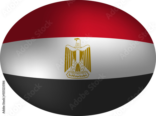 Oval 3d Egyptian Flag - Vector Graphic