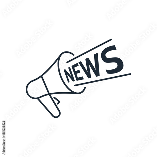 Megaphone with notification. Upgrade news. Vector linear icon illustration isolated on white background.