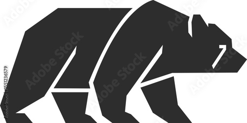 Bear or grizzly icon in logo style, grizzly icon in matte black color.