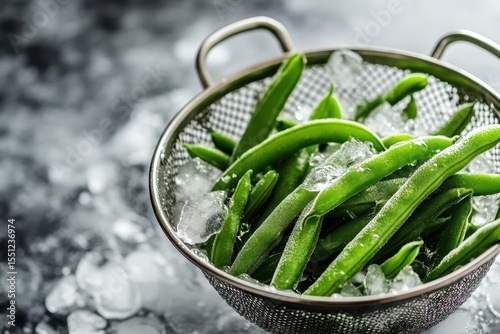Chilled Green Beans: Fresh Vegetables Blanched and Served on Ice for Ultimate Crispness