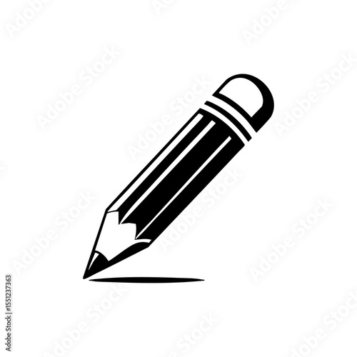 Detailed black vector icon of a sharpened pencil in mid-draw, representing creativity, sketching, or note-taking.

