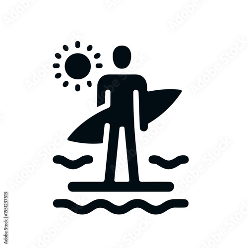 Surfer on board icon in minimalist style representing beach theme