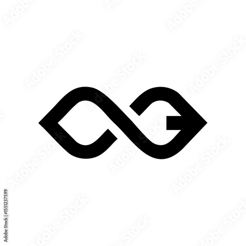 Abstract symbol of continuity and direction with arrow-infused infinity

