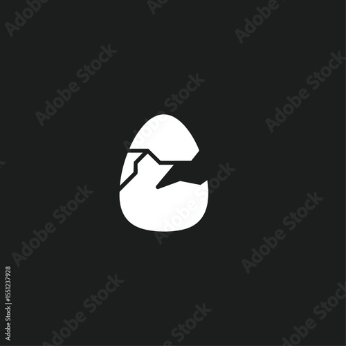 Cracked Egg icon logo flat vector design