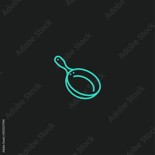 Frying pan icon logo flat vector design
