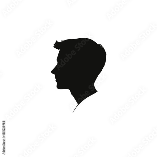 Silhouette of a young man with a contemplative expression on a soft beige background