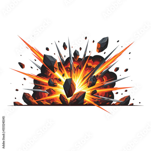 Fiery Explosion Illustration Dynamic Graphic Design Element