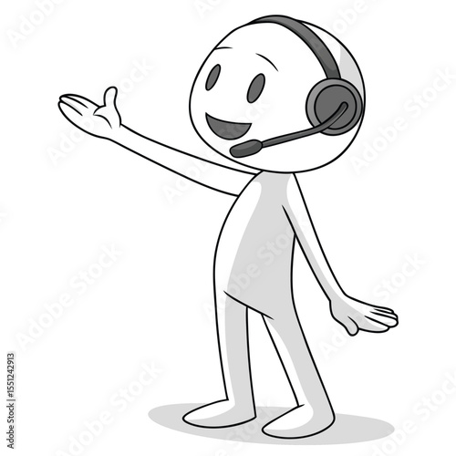 Friendly cartoon customer service representative gesturing