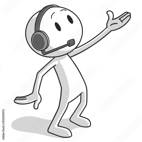 Customer service representative with headset gesturing