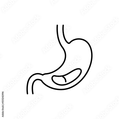 Black line icon of esophagus running vertically from throat to stomach
