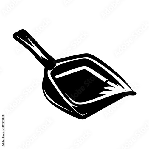 Minimalist Dustpan Silhouette – Simple Flat Black Vector Illustration on White Background

