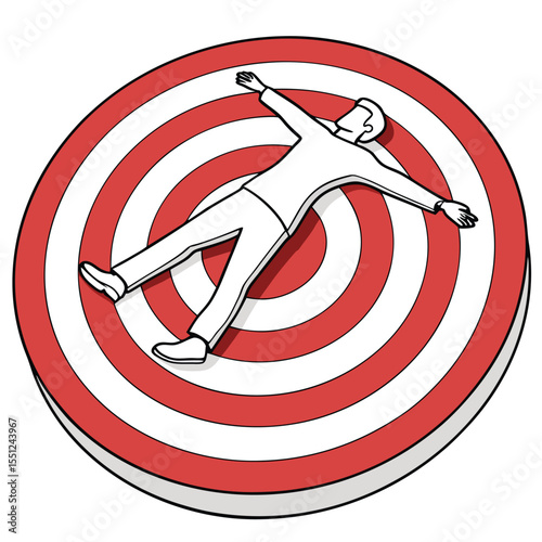 Person lying on a target a visual metaphor for vulnerability and targeting