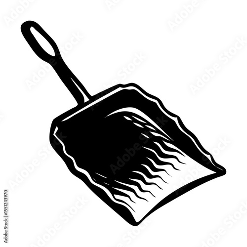 Minimalist Dustpan Silhouette – Simple Flat Black Vector Illustration on White Background

