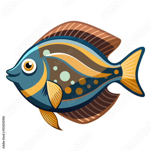 Flounder Fish Illustration On White