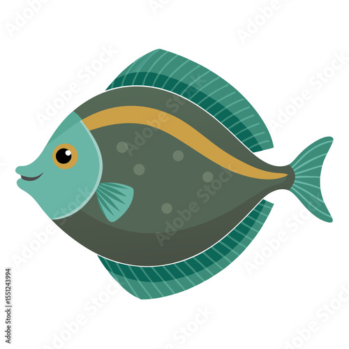 Flounder Fish Vector Style On White
