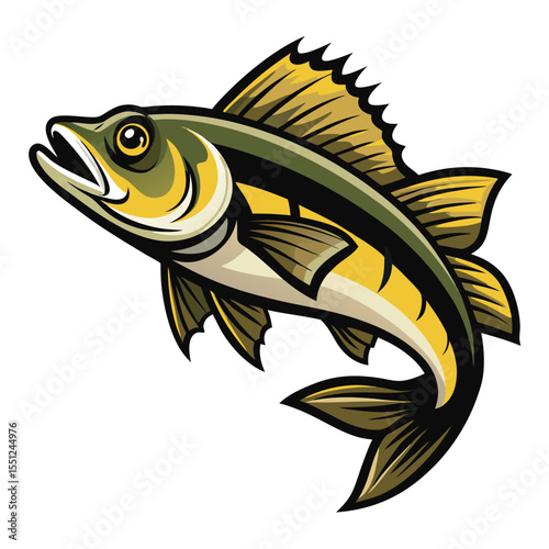 Simple Walleye Fish Vector Illustration