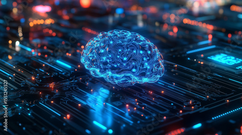 A dark background on human brain convert to artificial intelligence technology.	