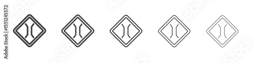Narrow bridge ahead icon outline ilustration vector symbol