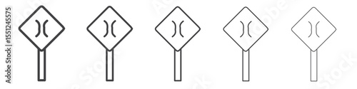 Narrow bridge ahead icon outline ilustration vector symbol