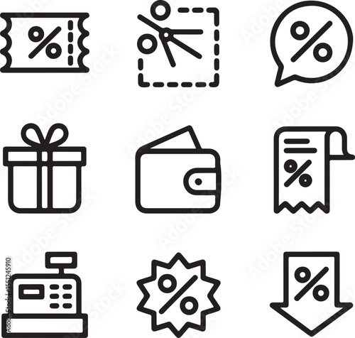 Discount Icons Sale, Percentage, Gift, Wallet, and More