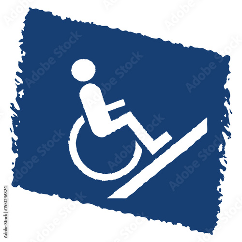 Accessible ski slope symbol wheelchair user on ramp