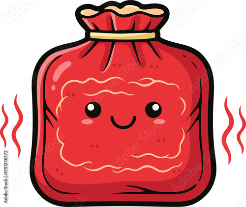 Cheerful Red Hot Water Bag Cartoon Character