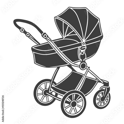 Modern baby stroller illustration isolated on white background