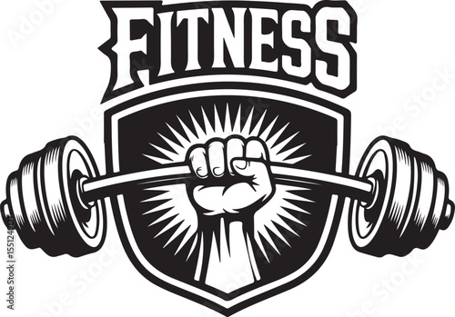 Fitness Power Strong Hand, Weightlifting, Gym, 48.eps Vector Illustration