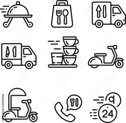 Fast Food Delivery Service Icons 51.eps Vector Illustrations for Websites and Apps