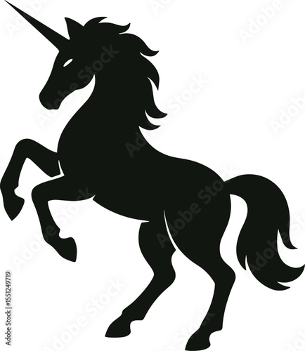 Enchanted Unicorn Silhouette - Black and White Fantasy Animal