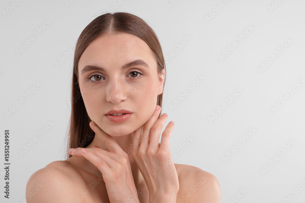 Portrait of attractive young woman on white background. Space for text Portrait of attractive young woman on white background. Space for text