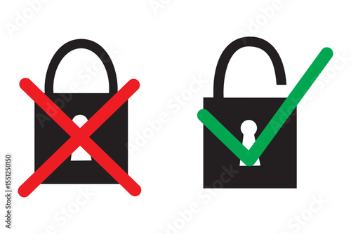 padlock icon yes or no sign