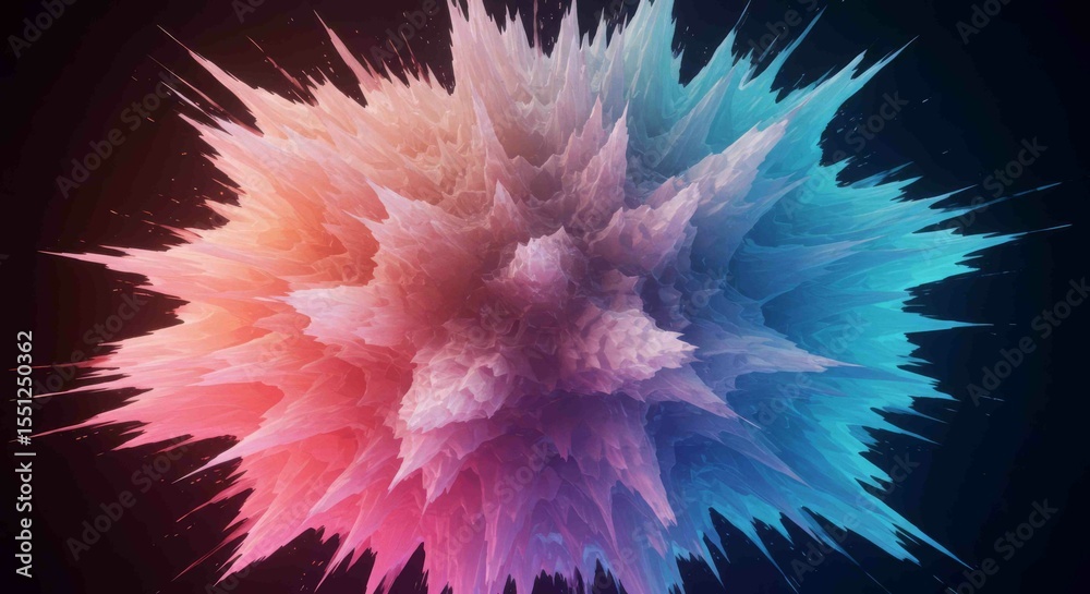 Obraz premium Exploding Nebula of Color Abstract Digital Art with Sharp Spikes.