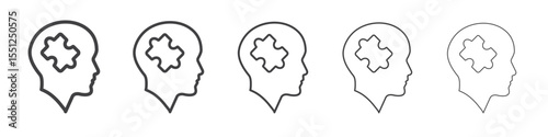 People head with puzzles icon outline ilustration vector symbol