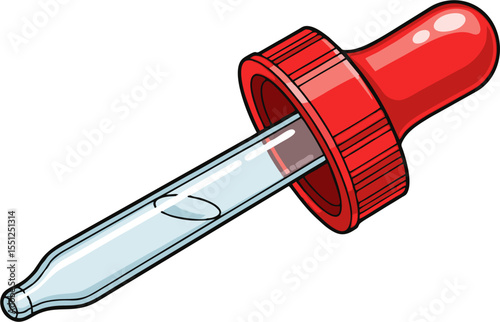 Detailed Illustration of a Red and Glass Dropper for Medical or Scientific Use