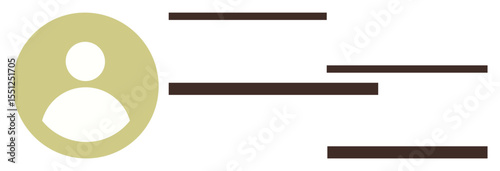 Circular avatar with beige background and simplified horizontal text lines. Ideal for user interface, profile layout, login, identification, digital identity, web personalization, flat design