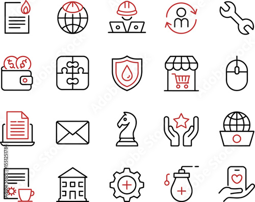 Vector business icons set marketing finance management strategy elements design illustration graphic art 100 editable stock vector illustration