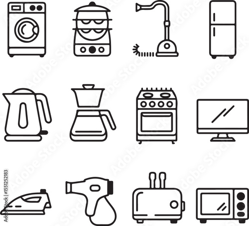 Household Appliances Icons A Collection of 77.eps Vector Illustrations for Design Projects