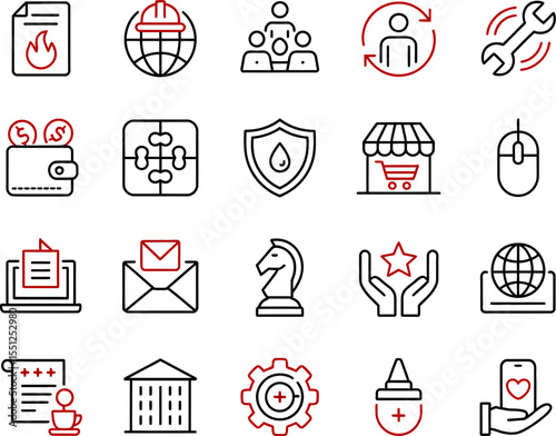 Vector icon set business elements design for website user interface and mobile app development project editable stock vector illustration
