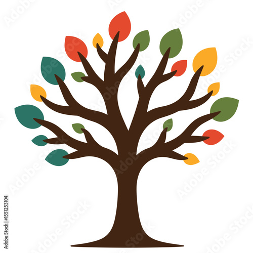 abstract tree with colorful leaves